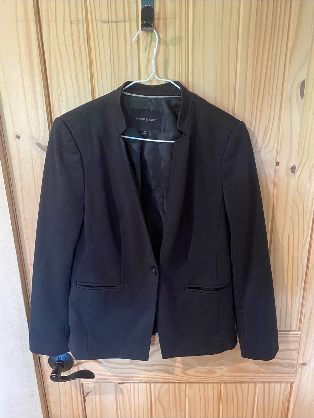 Banana Republic Black Collarless Suit Jacket